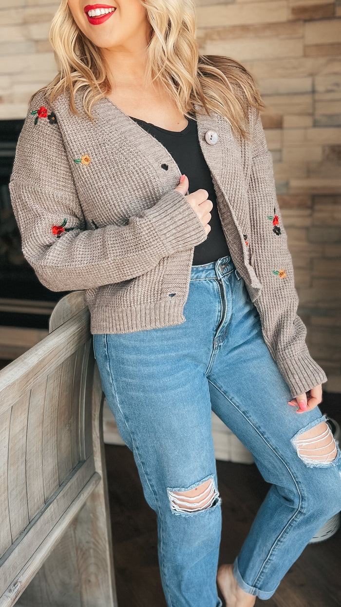 Jillian Floral Knit Cardigan | One Size
