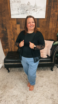 Donna Crochet Cardigan | Black