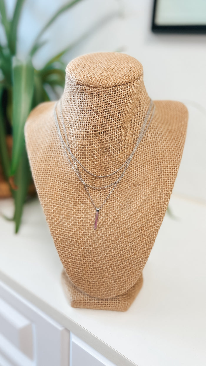 Pendant Layered Necklace: Silver