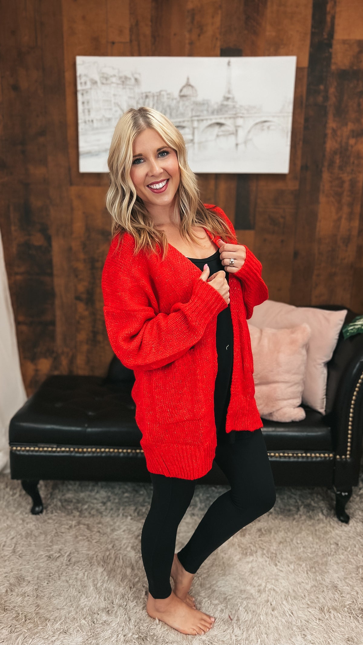 Cara Knit Cardigan | Red