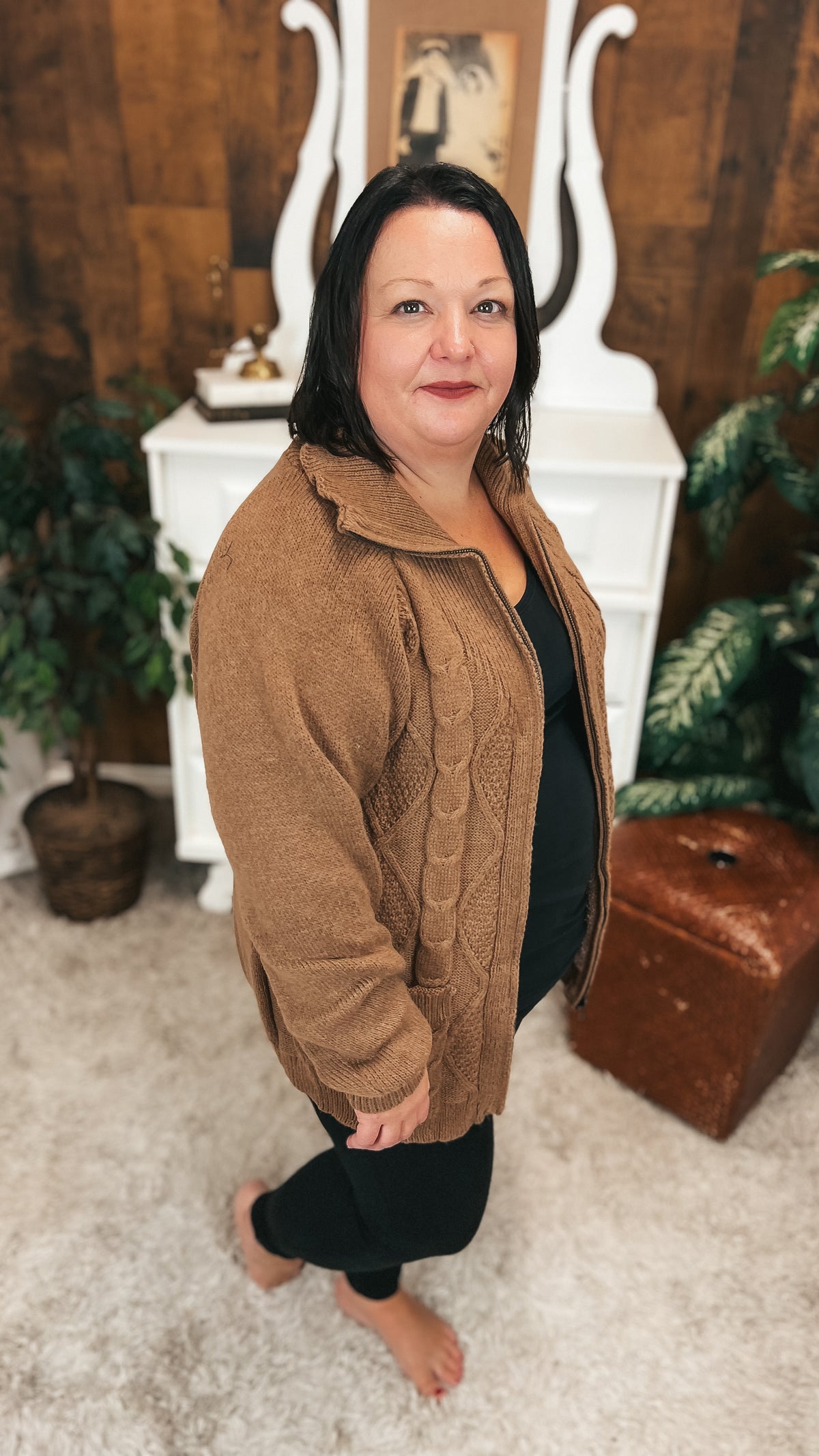 Lynn Zip Knit Jacket | Mocha