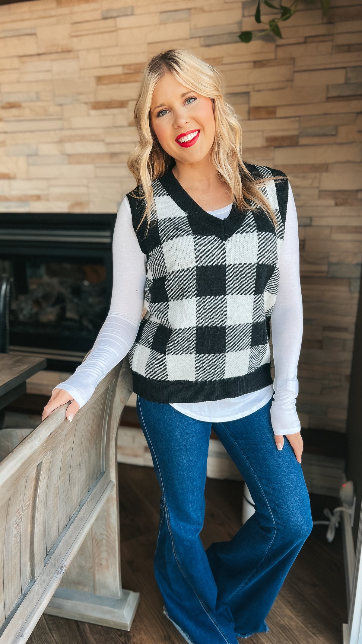 Tenille Plaid Knit Sweater Vest