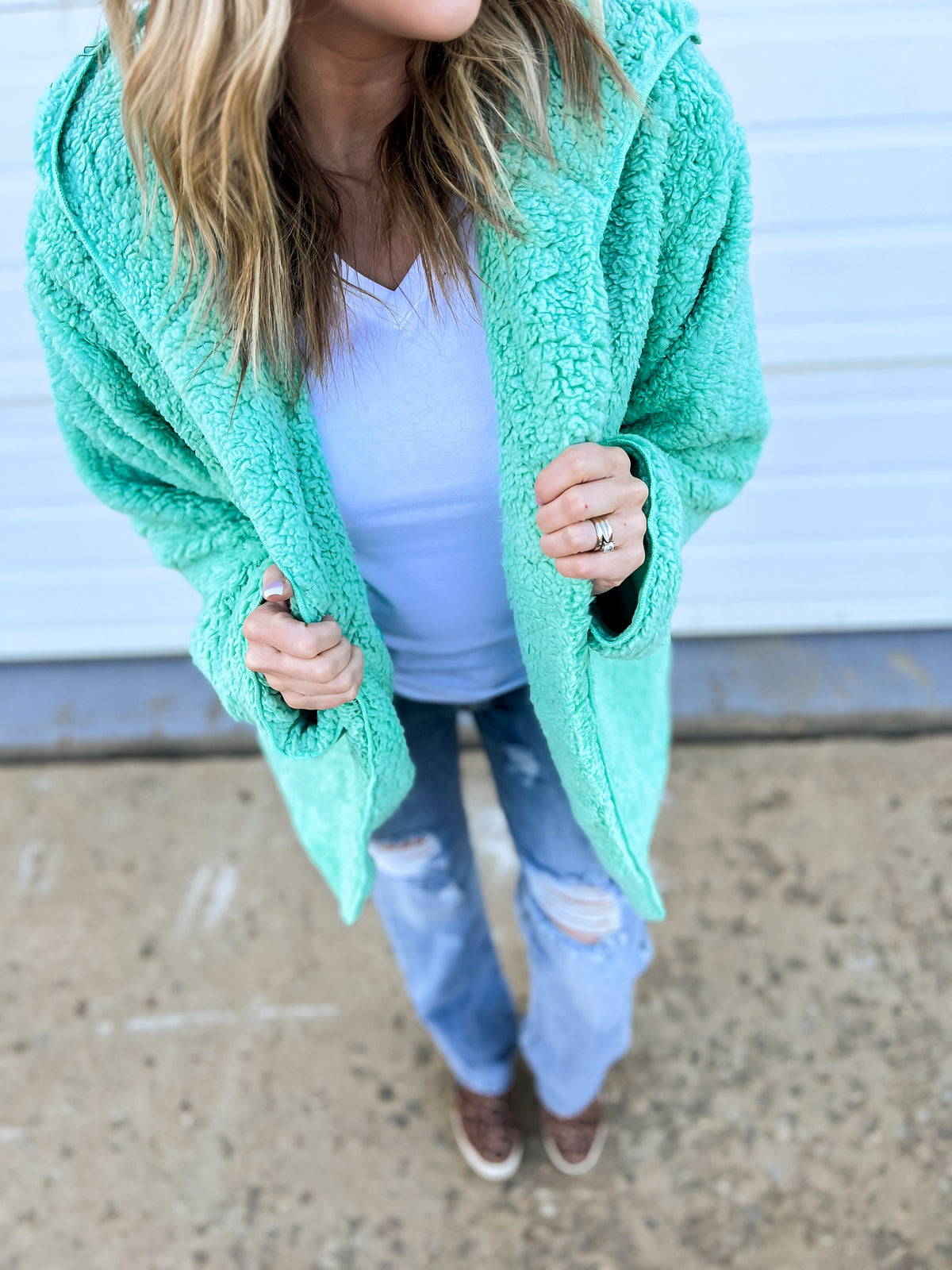 Carla Sherpa Jacket: Mint *SALE*