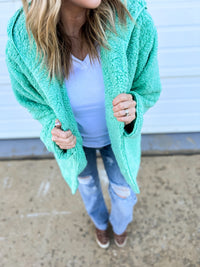 Carla Sherpa Jacket: Mint *SALE*