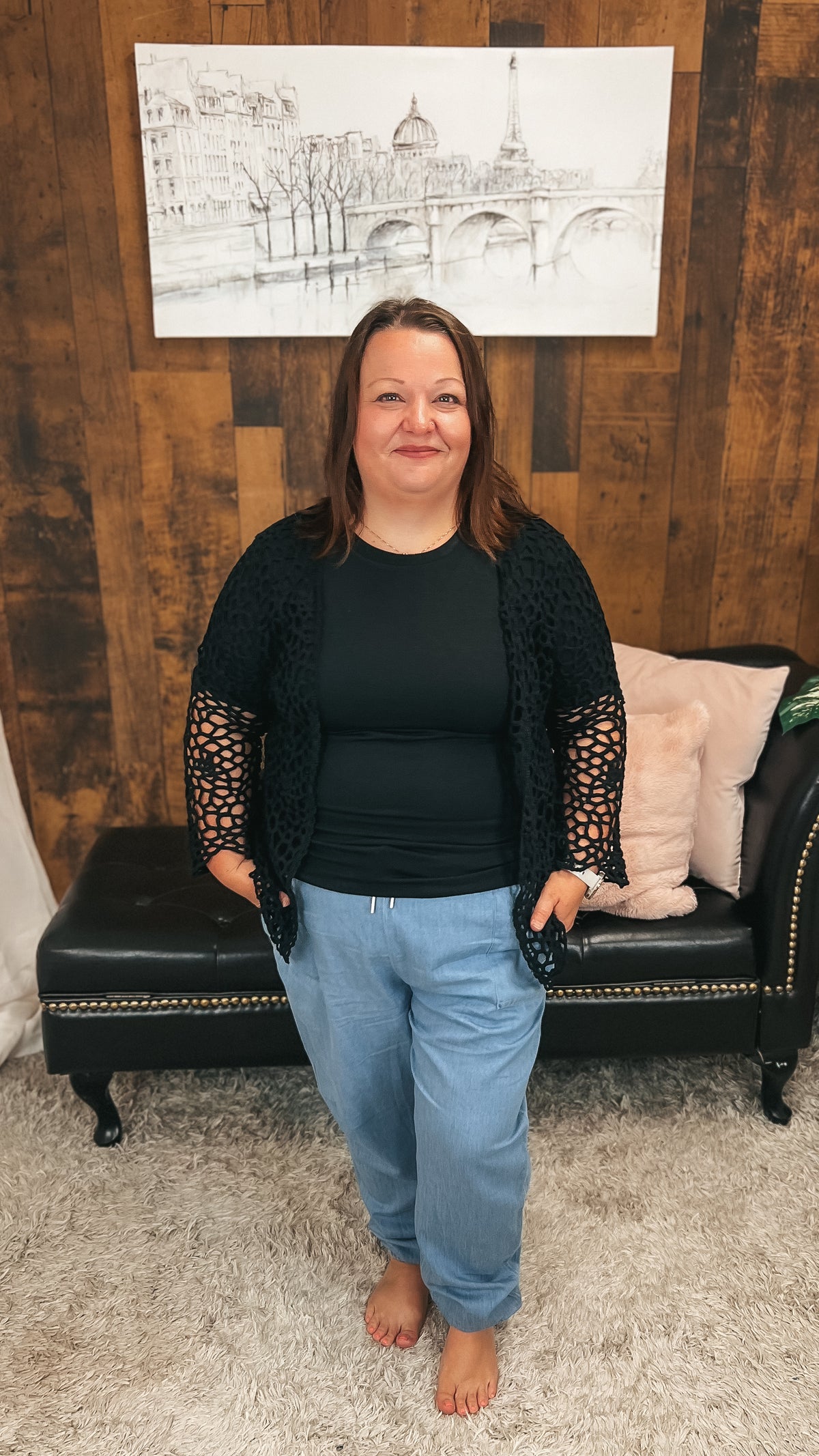 Donna Crochet Cardigan | Black