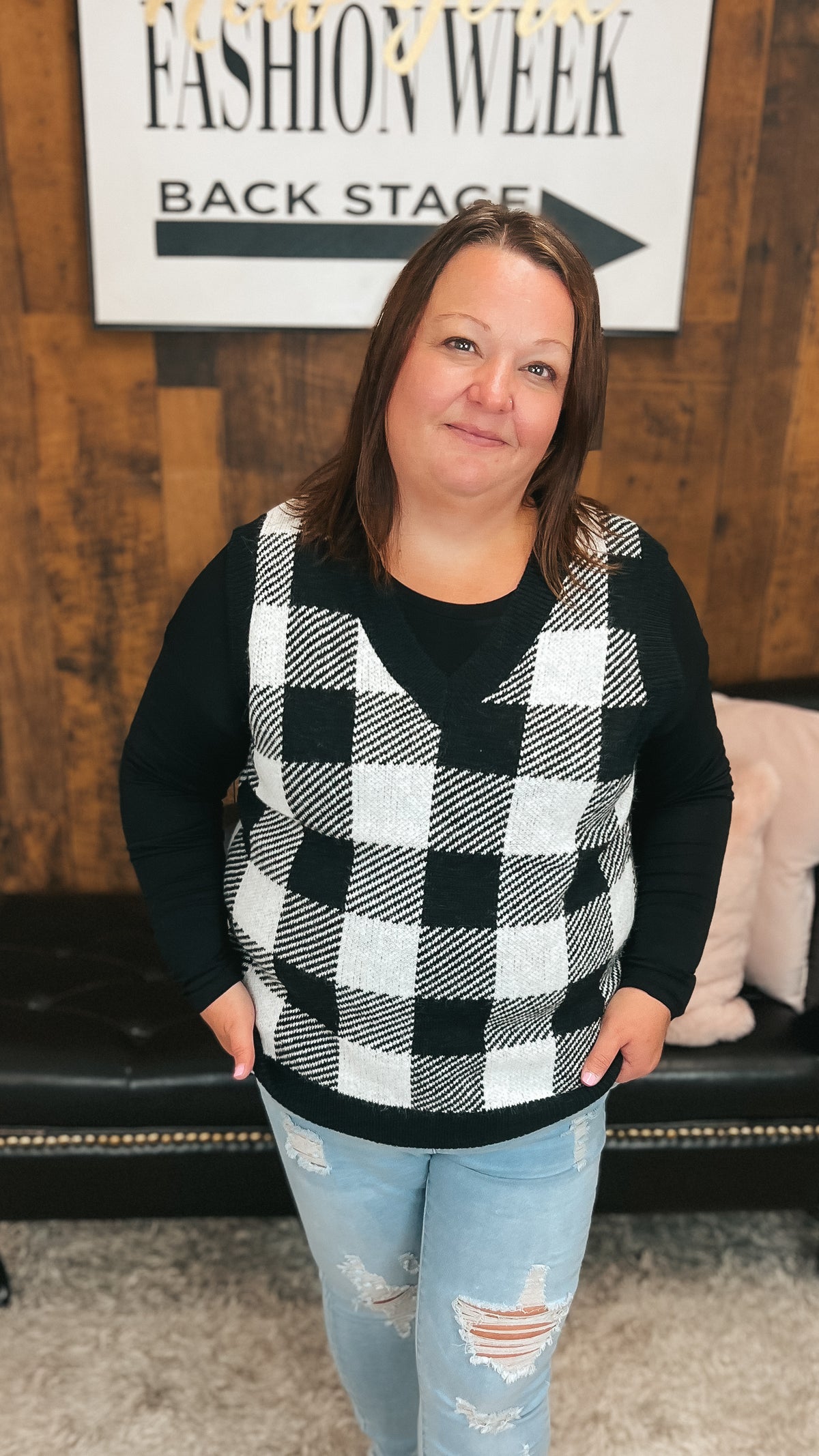 Tenille Plaid Knit Sweater Vest