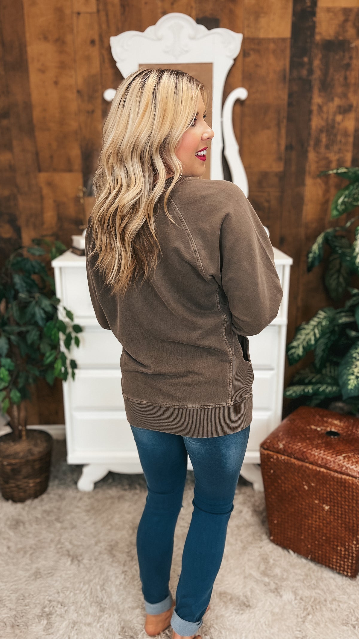 Lori Pocket Sweater: Brown