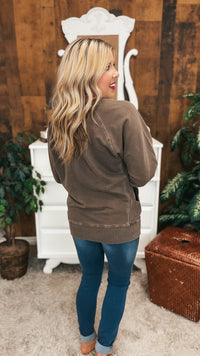 Lori Pocket Sweater: Brown