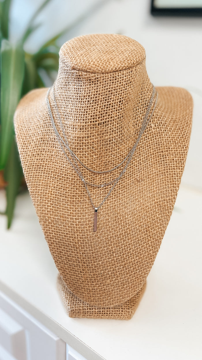 Pendant Layered Necklace: Silver