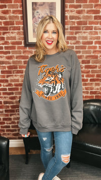 Orange Tigers | Graphic Sweatshirt | Grey
