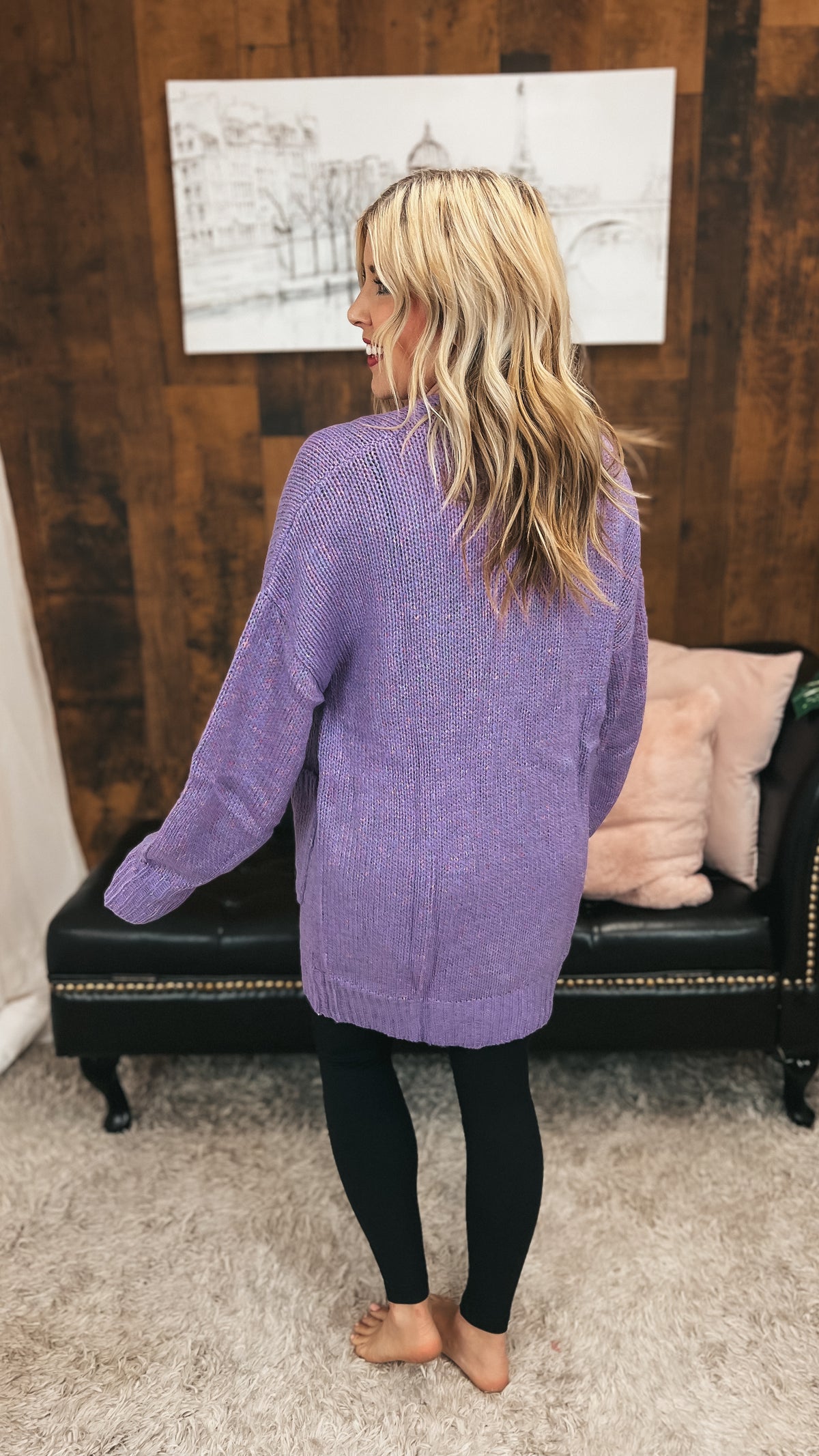 Cara Knit Cardigan | Purple