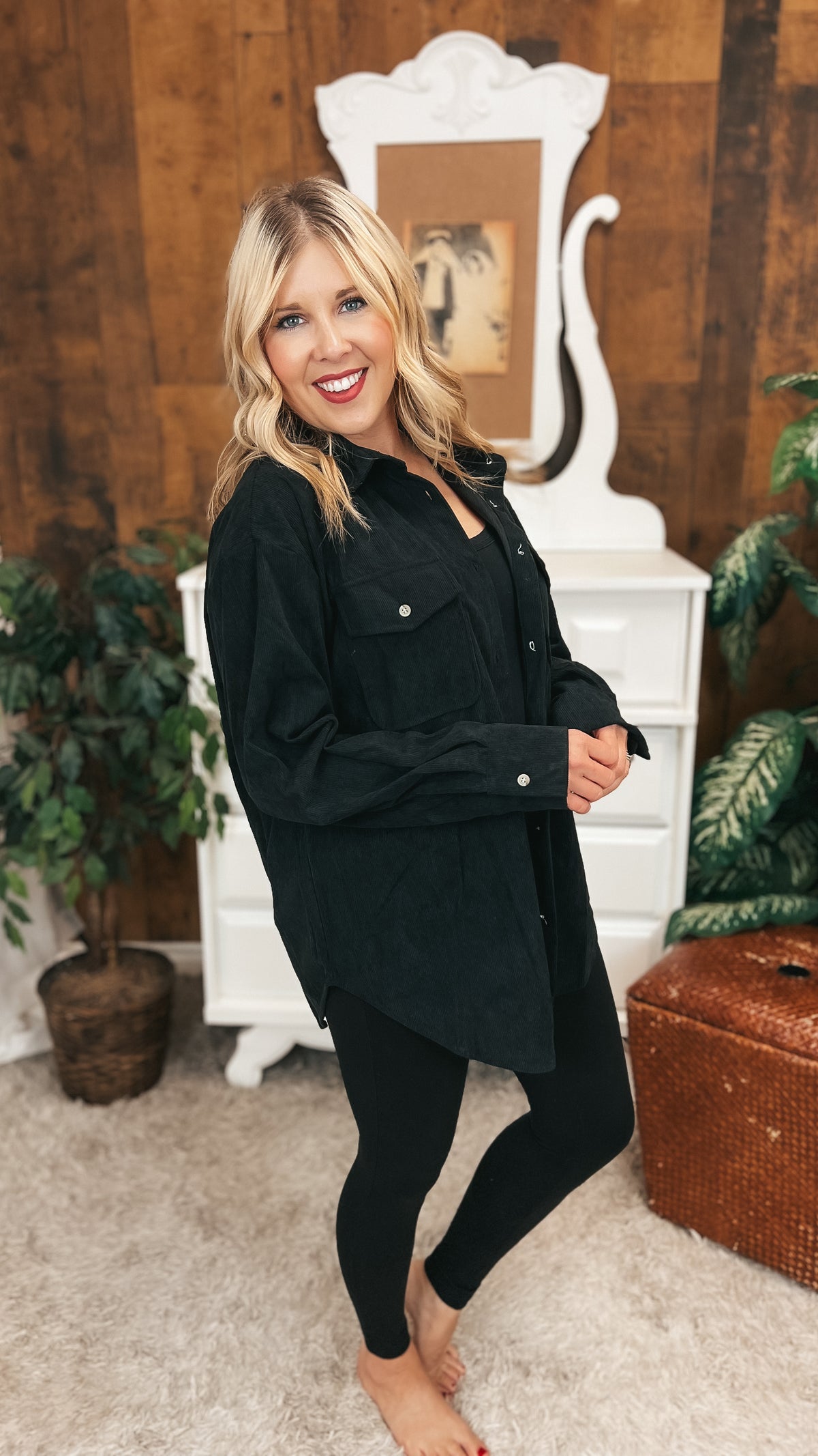 Jamie Corduroy Shacket | Black