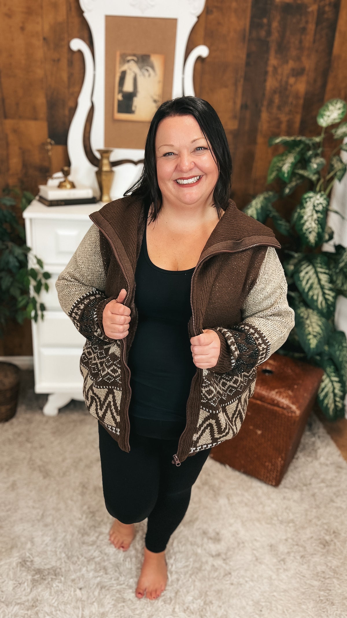 Zoey Zip Knit Jacket | Chocolate Brown