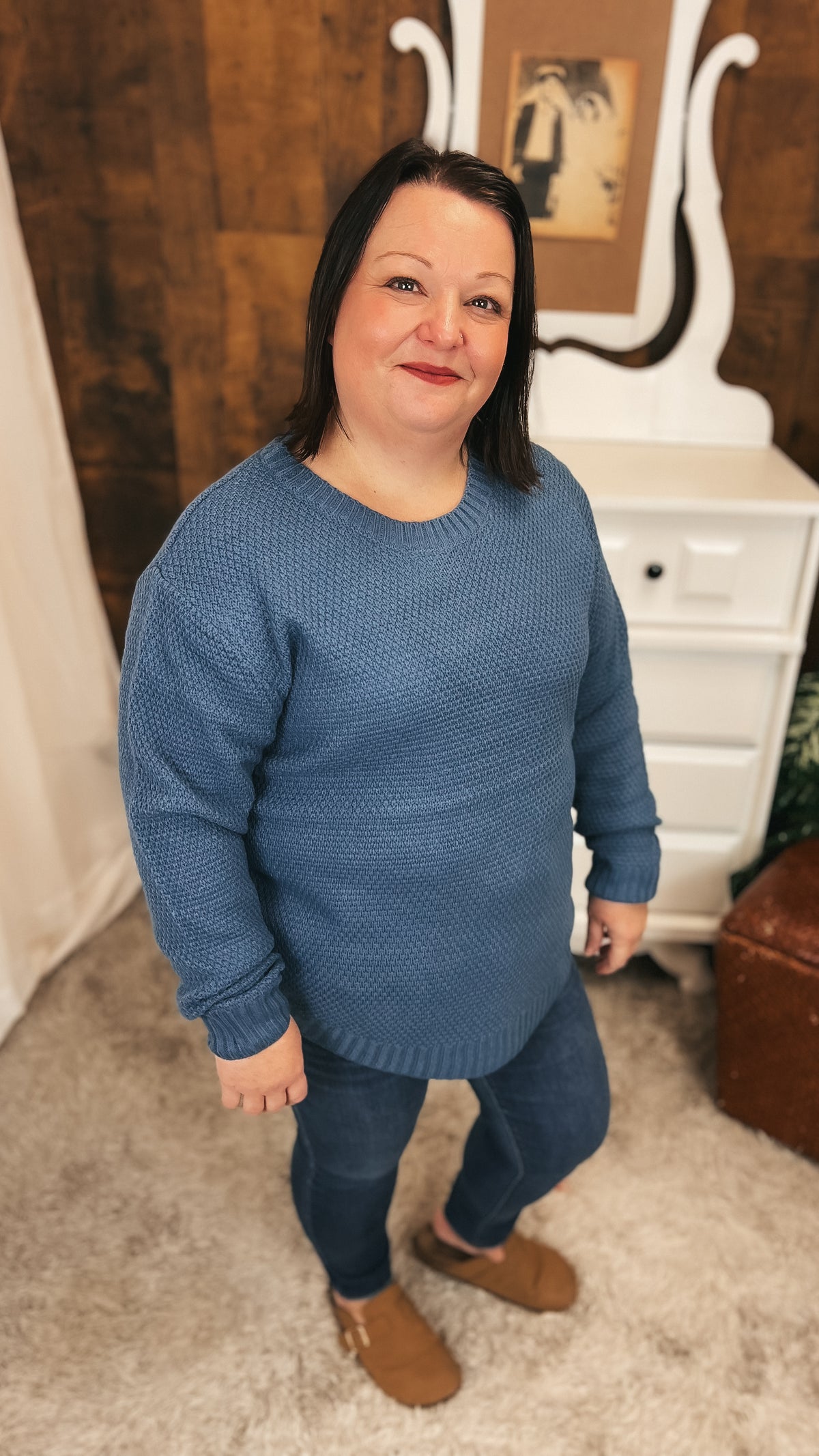 Scarlett Knit Sweater: Dusty Blue
