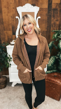 Lynn Zip Knit Jacket | Mocha