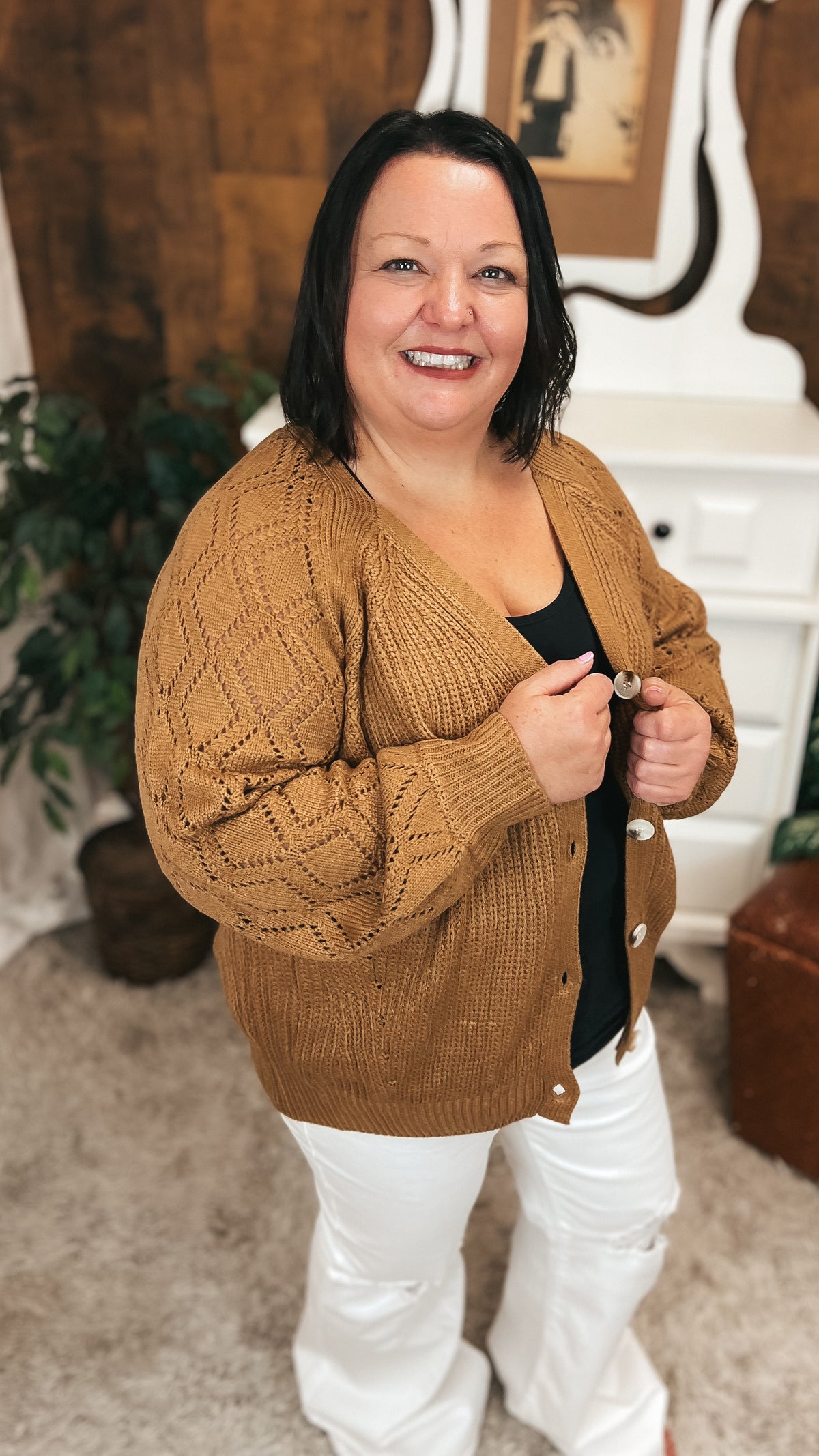Amber Button Cardigan | Camel