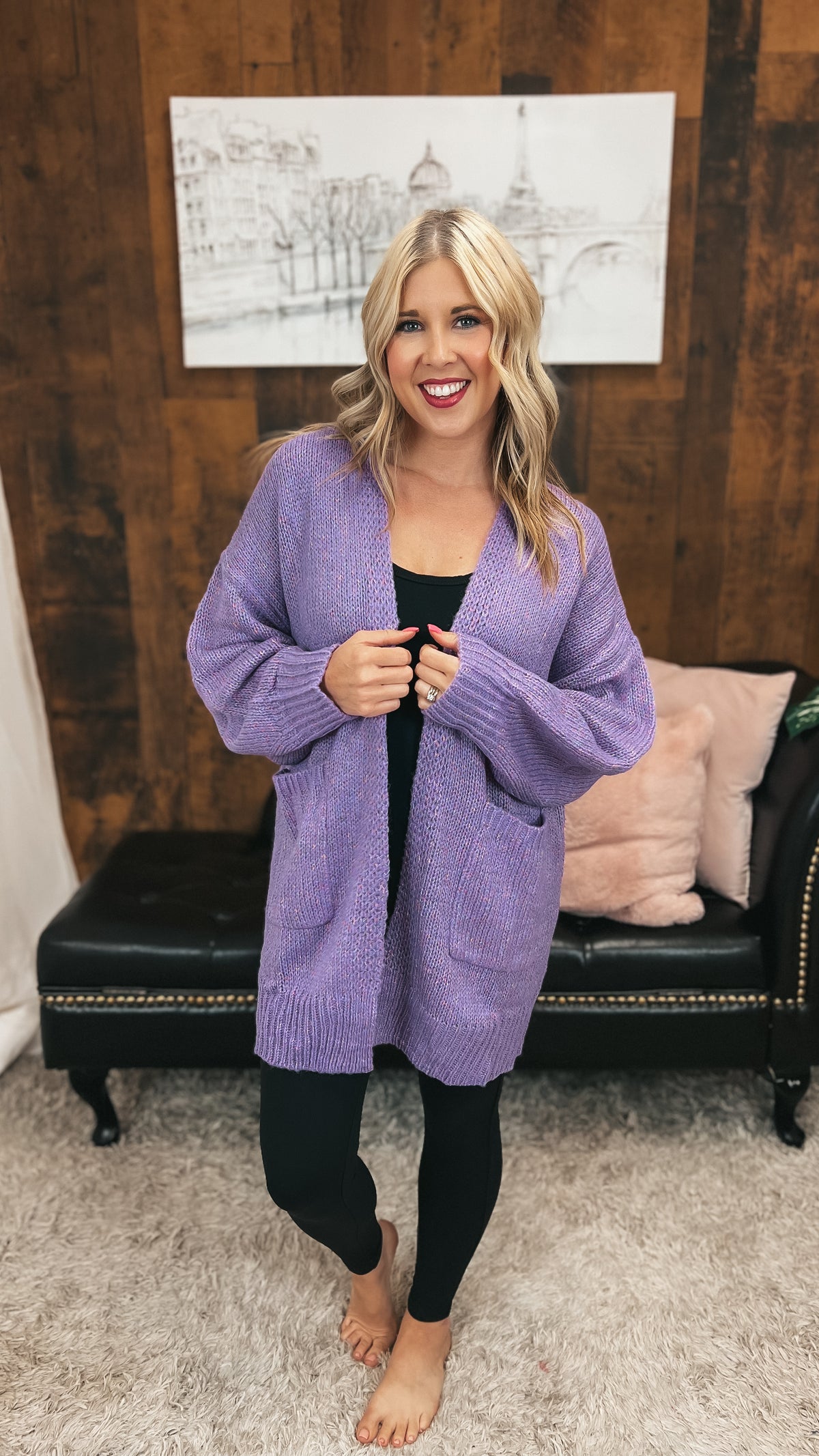 Cara Knit Cardigan | Purple