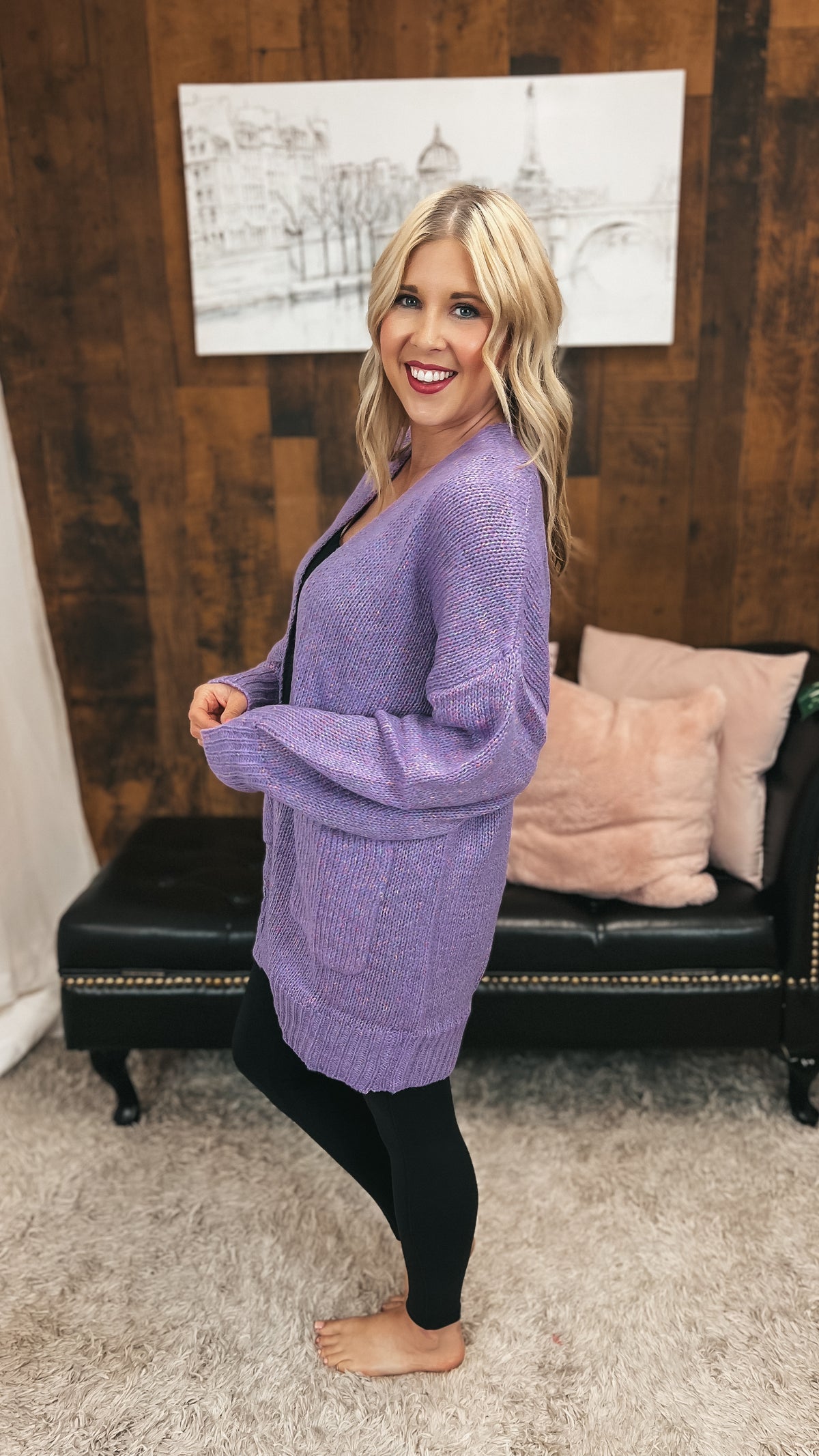 Cara Knit Cardigan | Purple