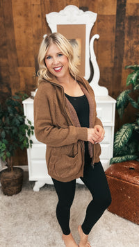 Lynn Zip Knit Jacket | Mocha