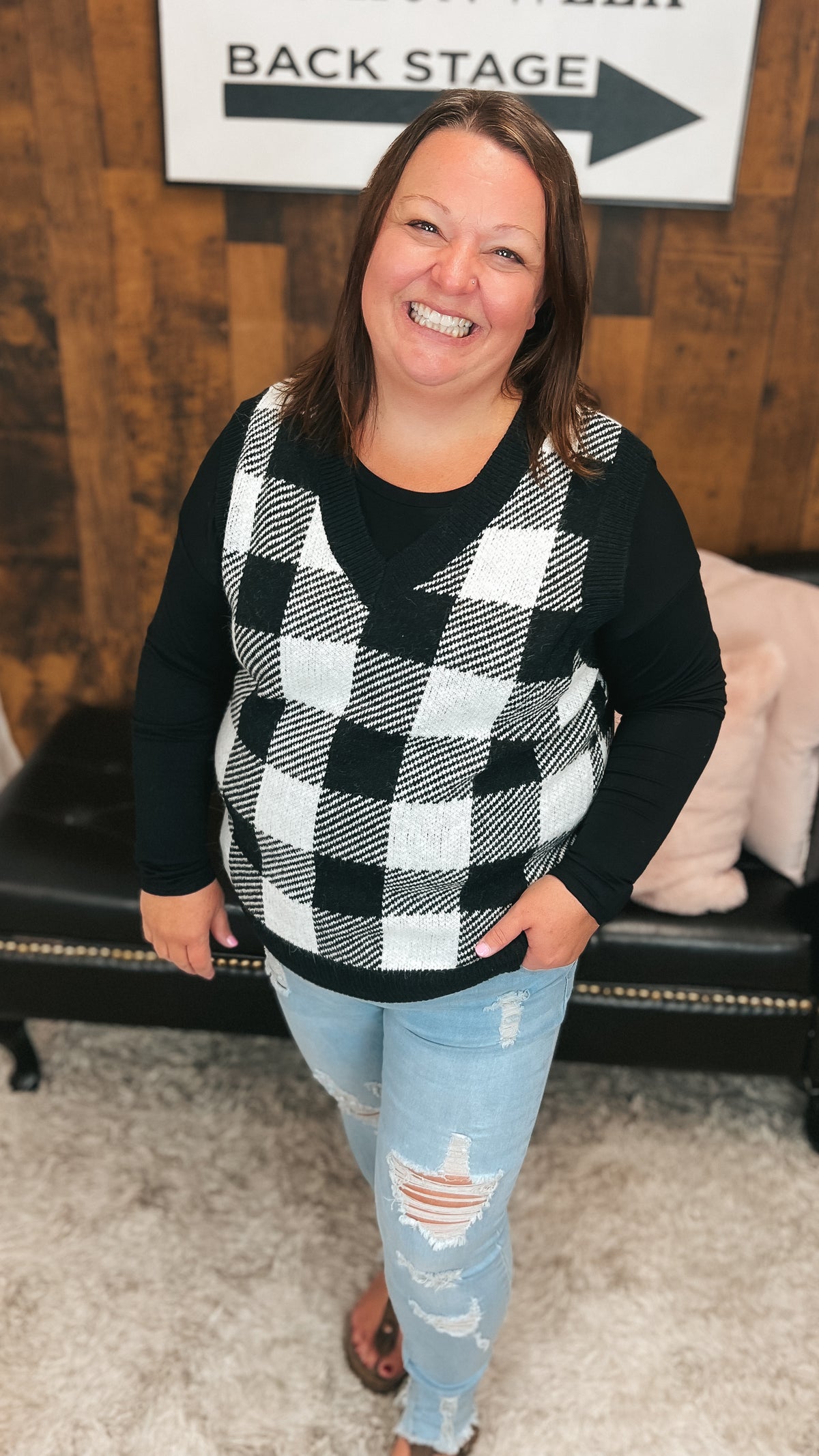 Tenille Plaid Knit Sweater Vest