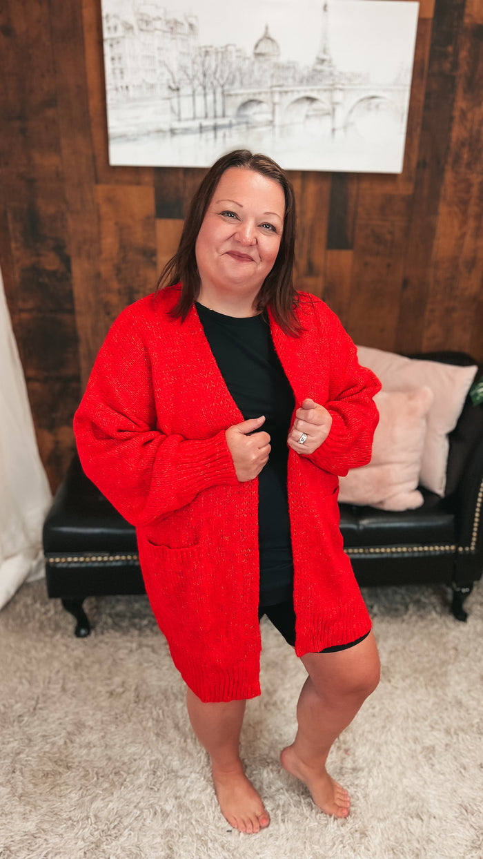 Cara Knit Cardigan | Red