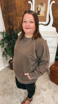 Lori Pocket Sweater: Brown