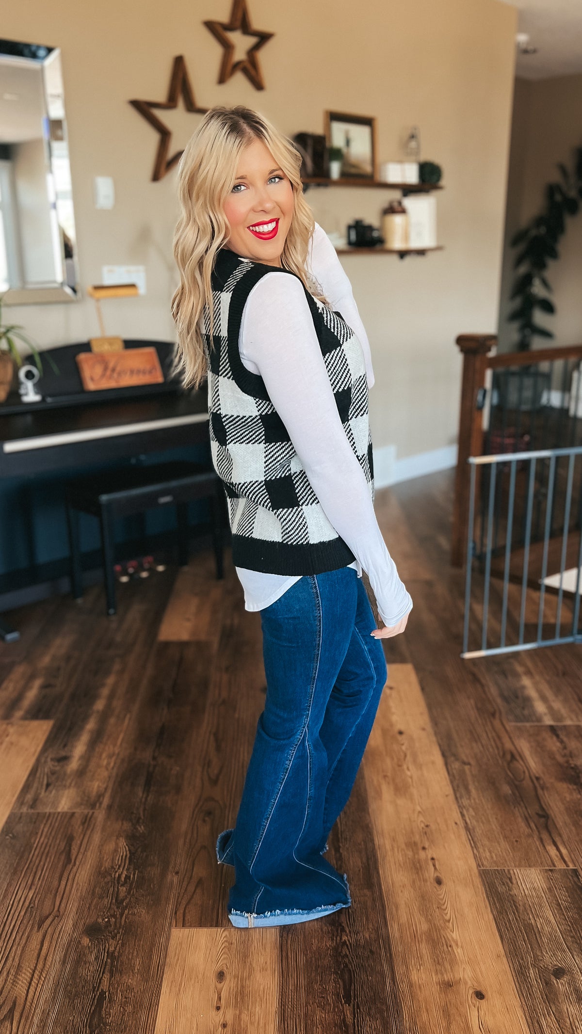 Tenille Plaid Knit Sweater Vest