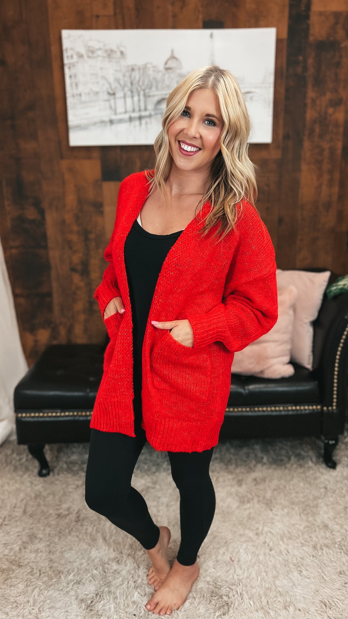 Cara Knit Cardigan | Red