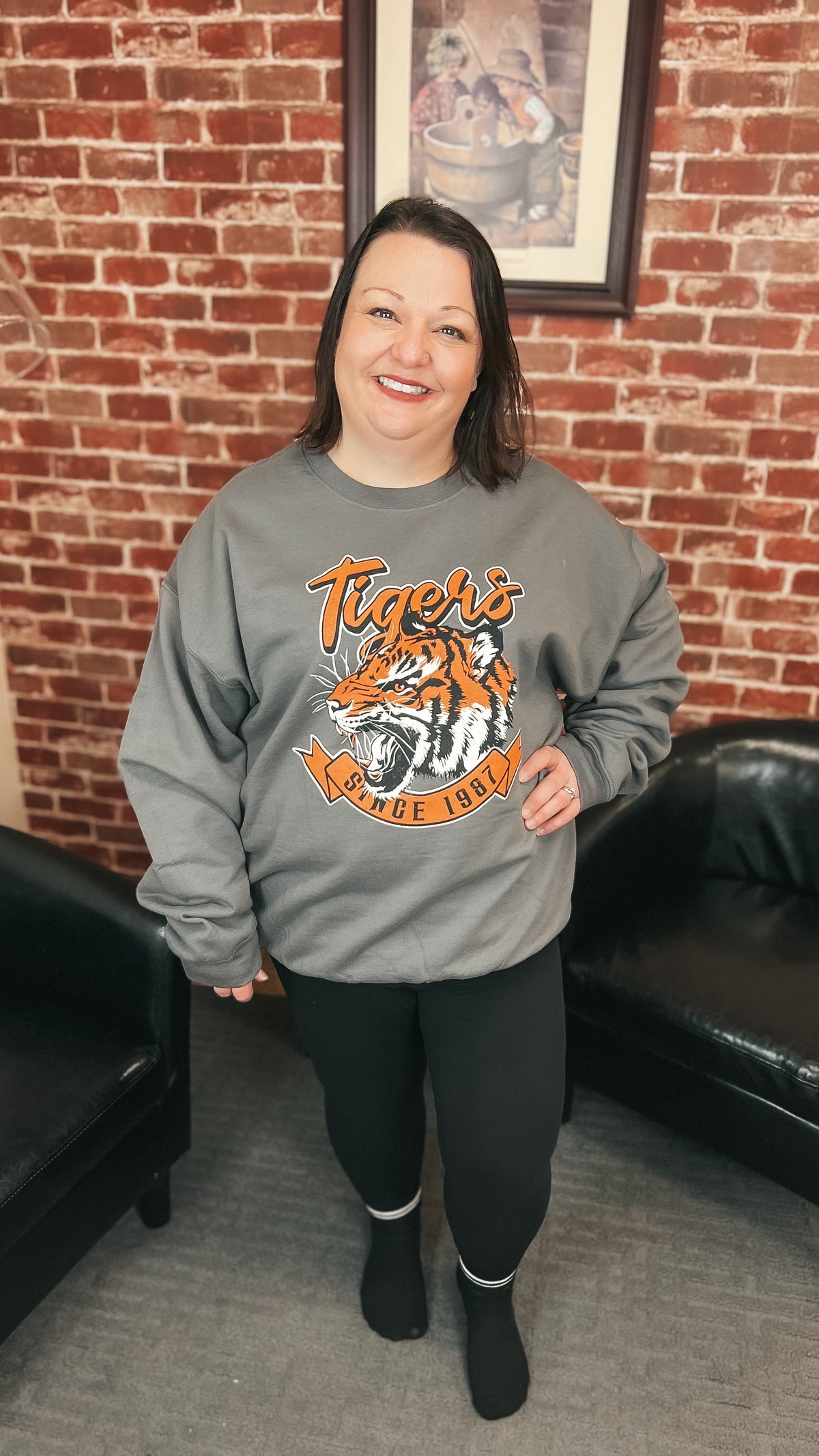 Orange Tigers | Graphic Sweatshirt | Grey