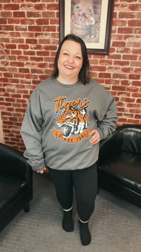 Orange Tigers | Graphic Sweatshirt | Grey