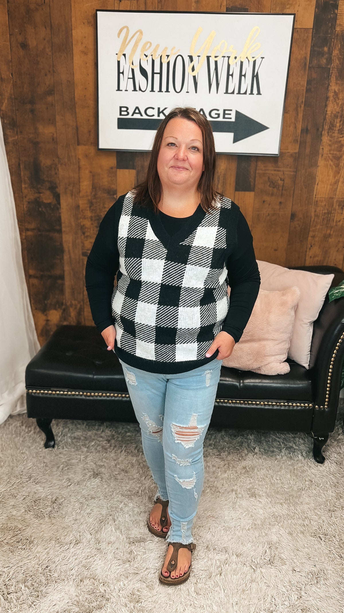 Tenille Plaid Knit Sweater Vest