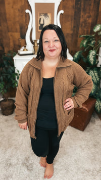 Lynn Zip Knit Jacket | Mocha