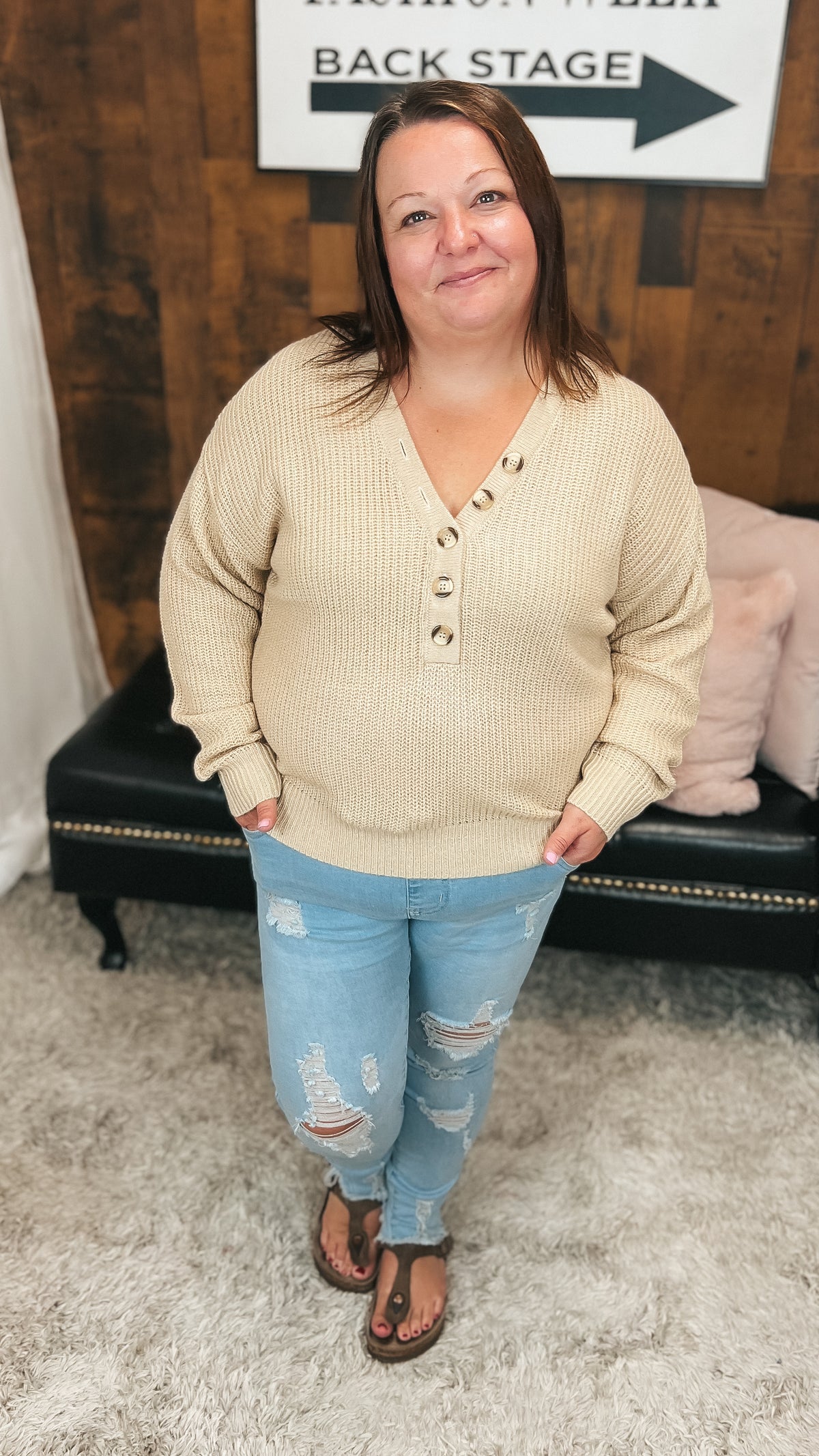 Liza Knit Sweater | Beige