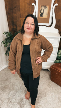 Lynn Zip Knit Jacket | Mocha