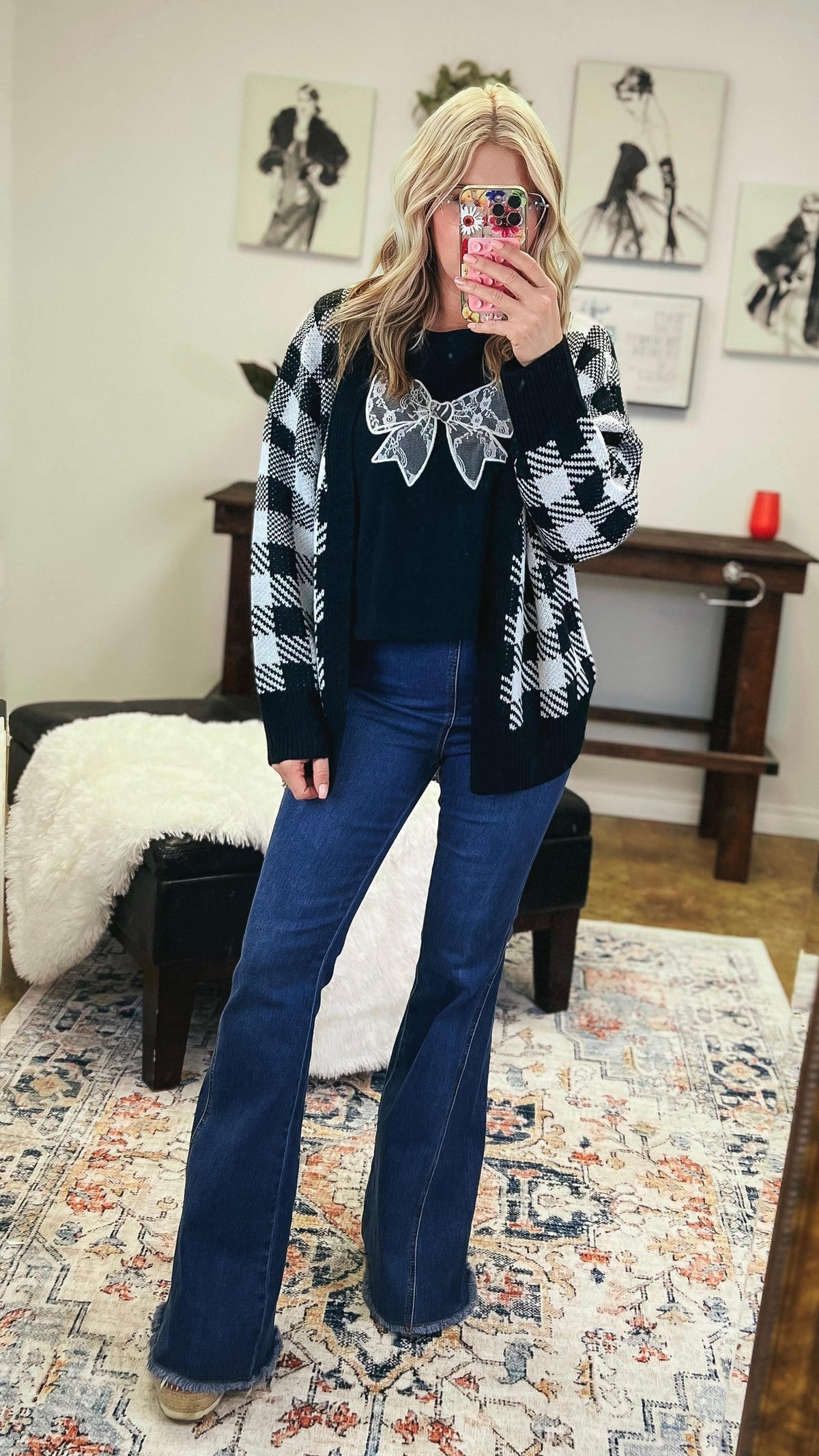 Kristen Checkered Cardigan