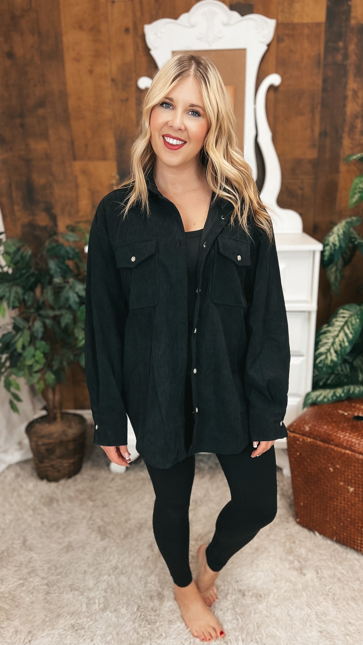 Jamie Corduroy Shacket | Black