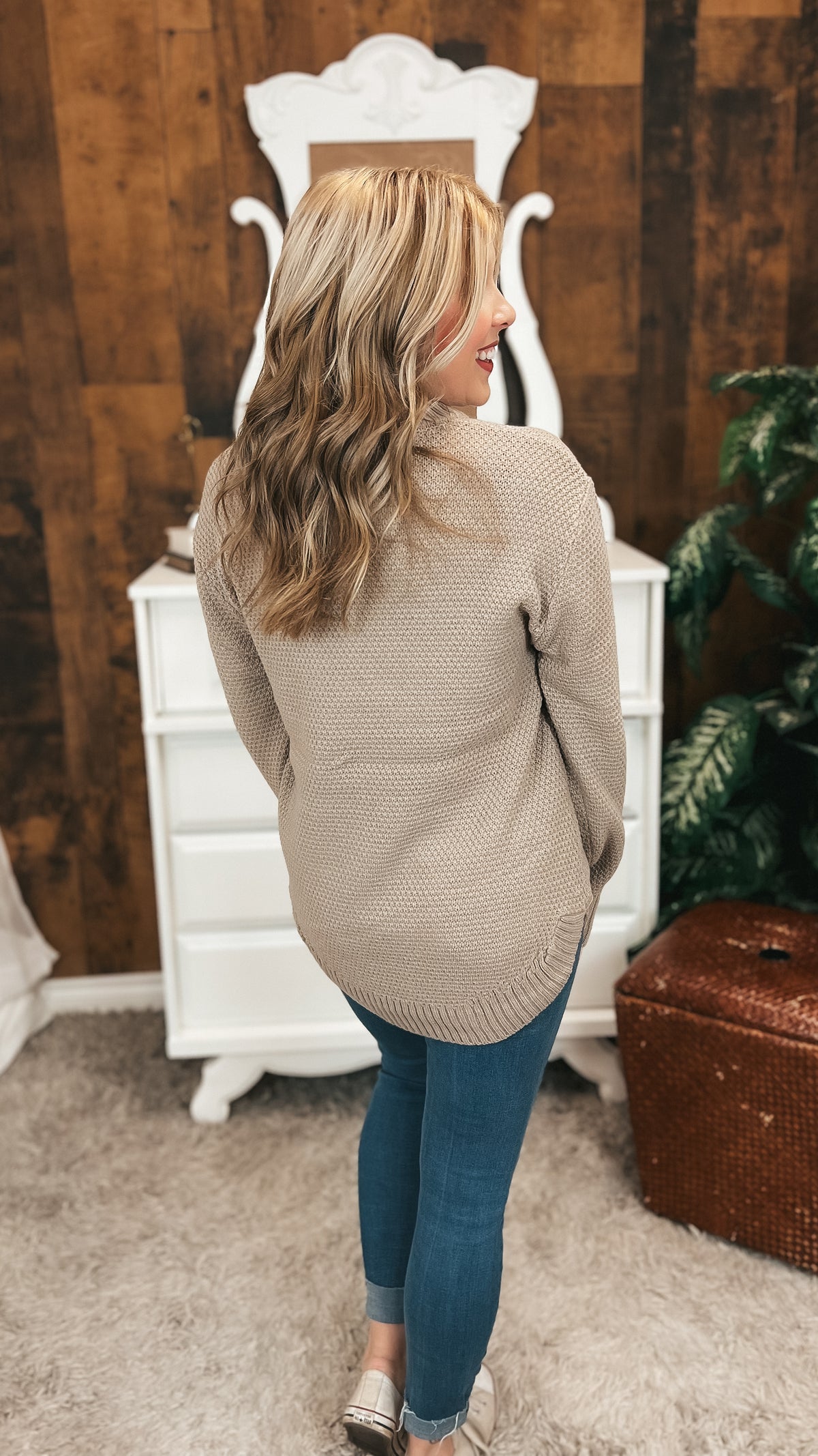 Scarlett Knit Sweater: Light Mocha