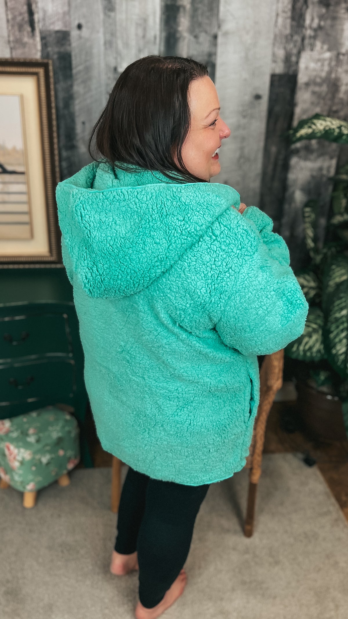 Carla Sherpa Jacket: Mint *SALE*