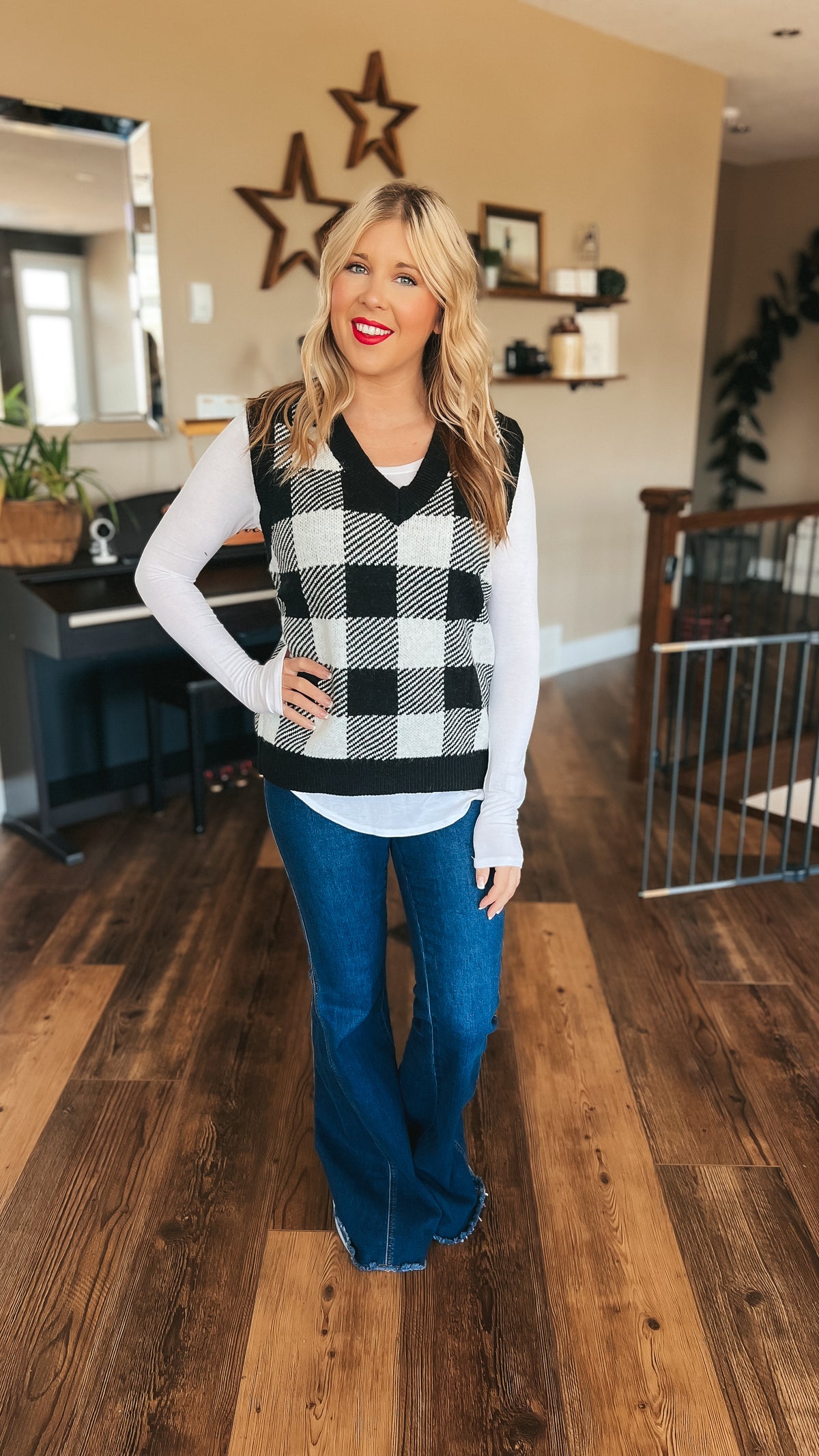 Tenille Plaid Knit Sweater Vest