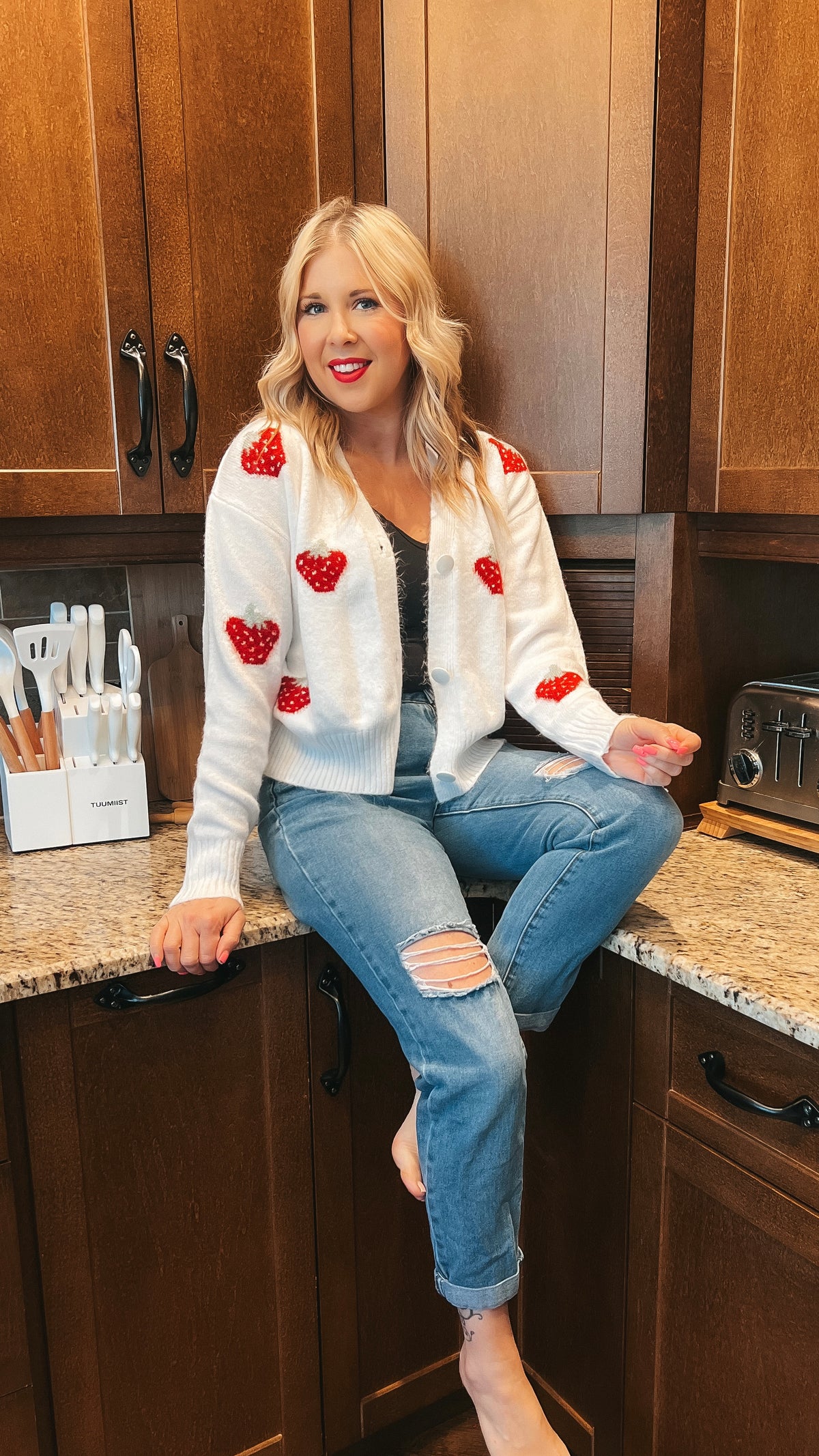 Strawberry Knit Cardigan | One Size