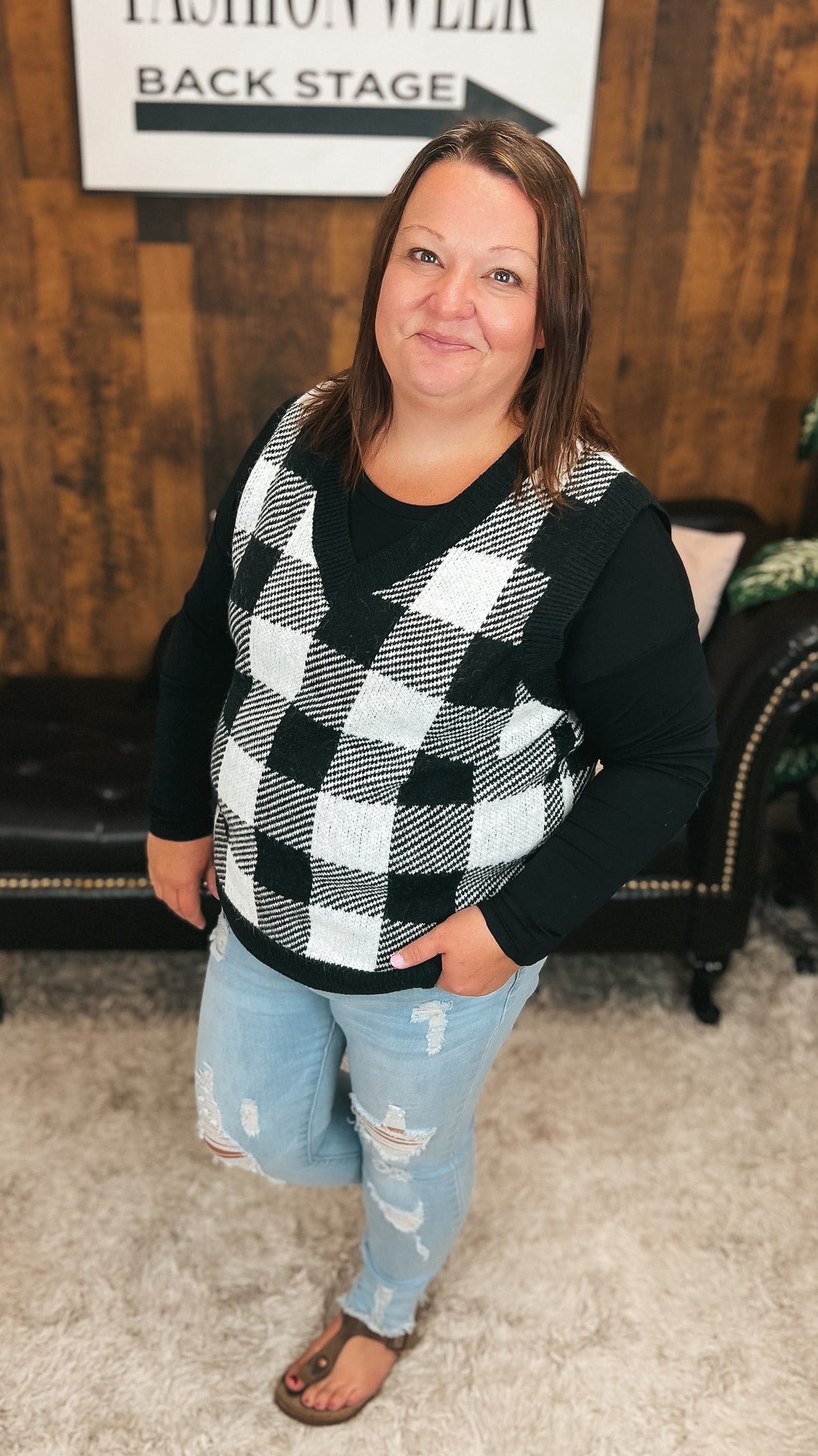 Tenille Plaid Knit Sweater Vest