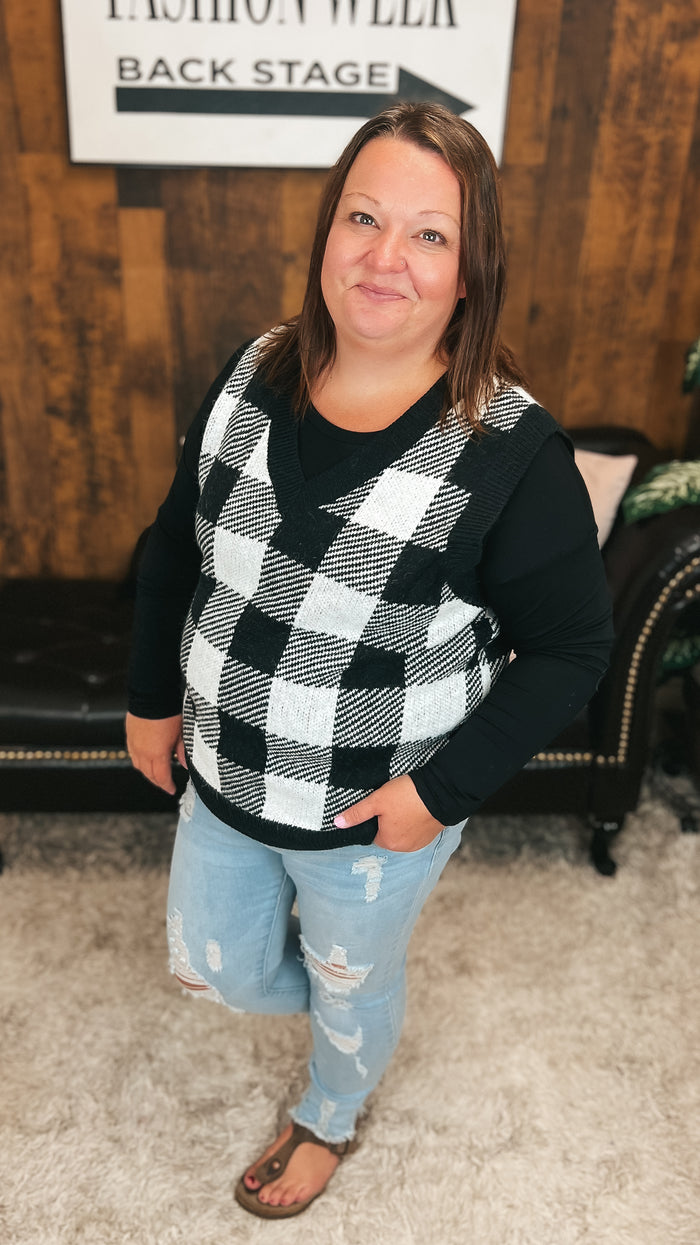 Tenille Plaid Knit Sweater Vest