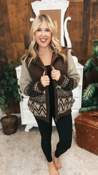 Zoey Zip Knit Jacket | Chocolate Brown
