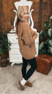 Crystal Floral Knit Cardigan |Mocha | One Size
