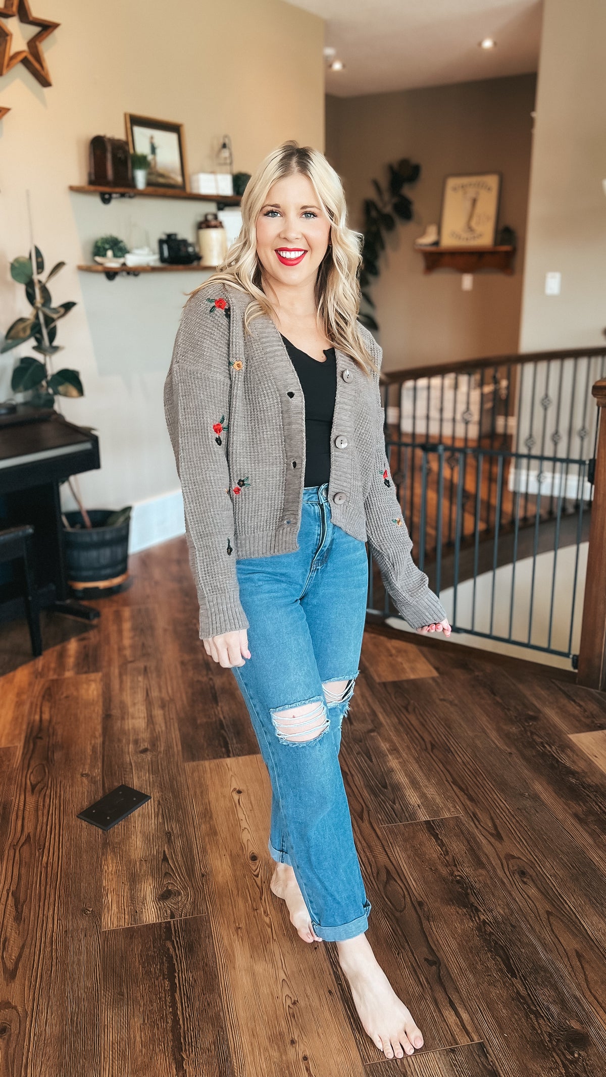 Jillian Floral Knit Cardigan | One Size