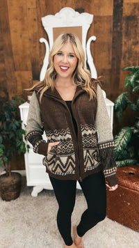 Zoey Zip Knit Jacket | Chocolate Brown