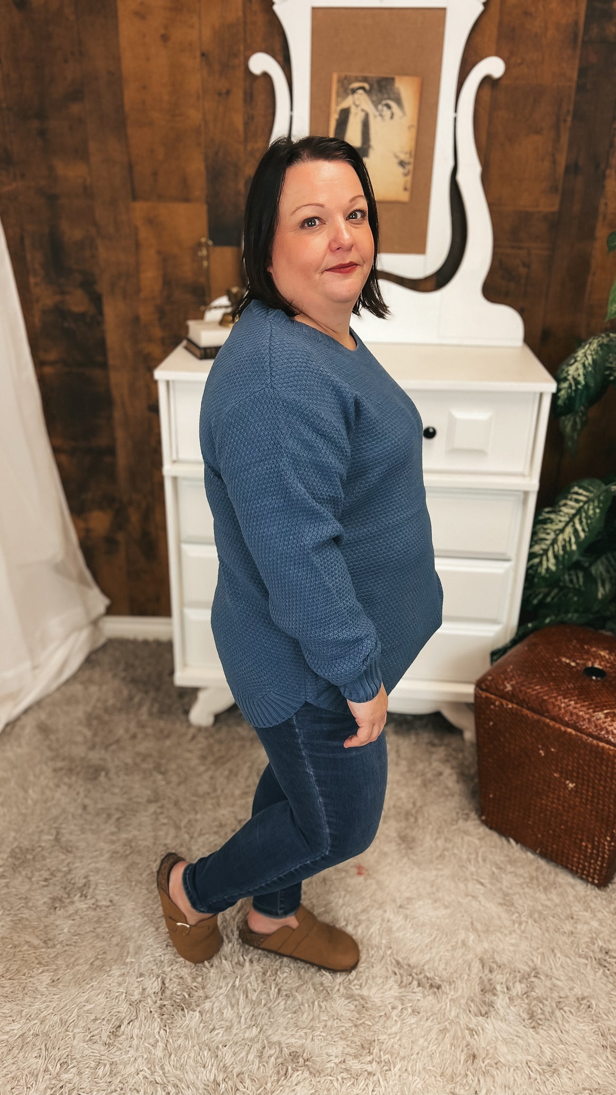 Scarlett Knit Sweater: Dusty Blue