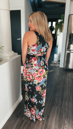 Madison Floral Maxi Dress: Black