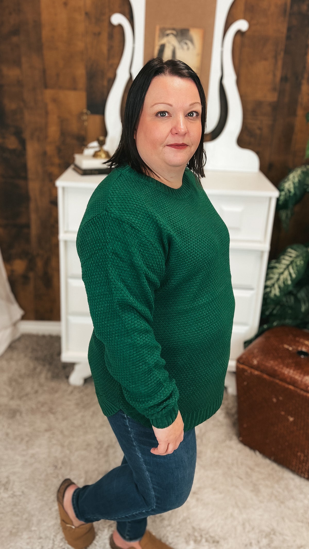 Scarlett Knit Sweater: Dark Green