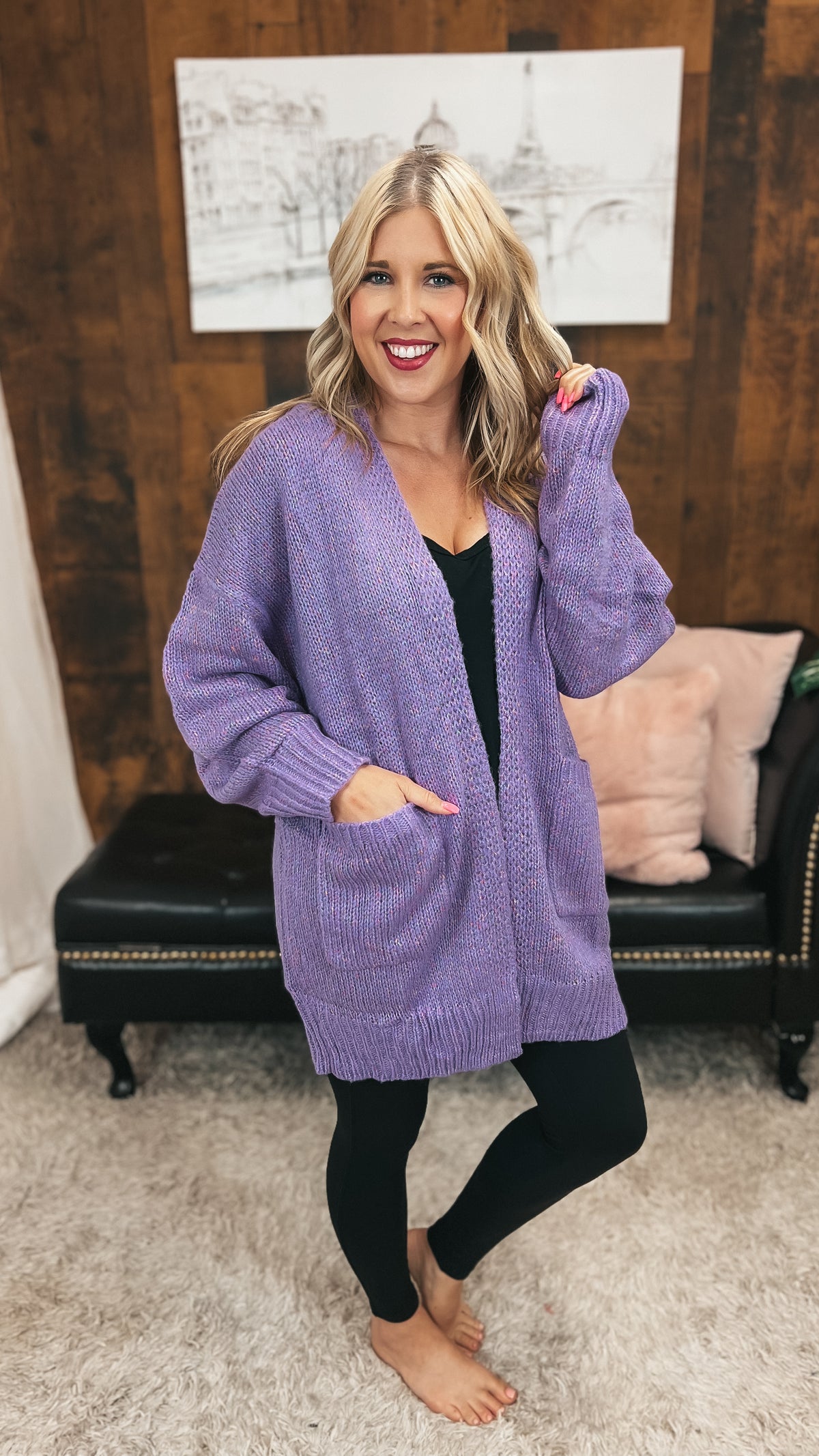 Cara Knit Cardigan | Purple